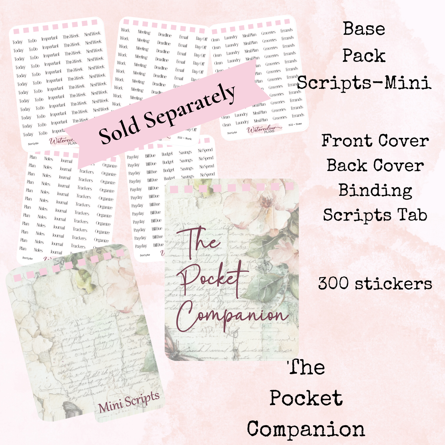 The Pocket Companion - Butterflies Pack - Butterfly Stickers - Mini and Small Size - Stationery - Watercolour