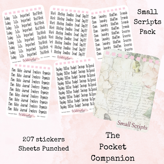 The Pocket Companion - Base Pack - Small Scripts - Sticker Sheets - Stationery - Watercolour