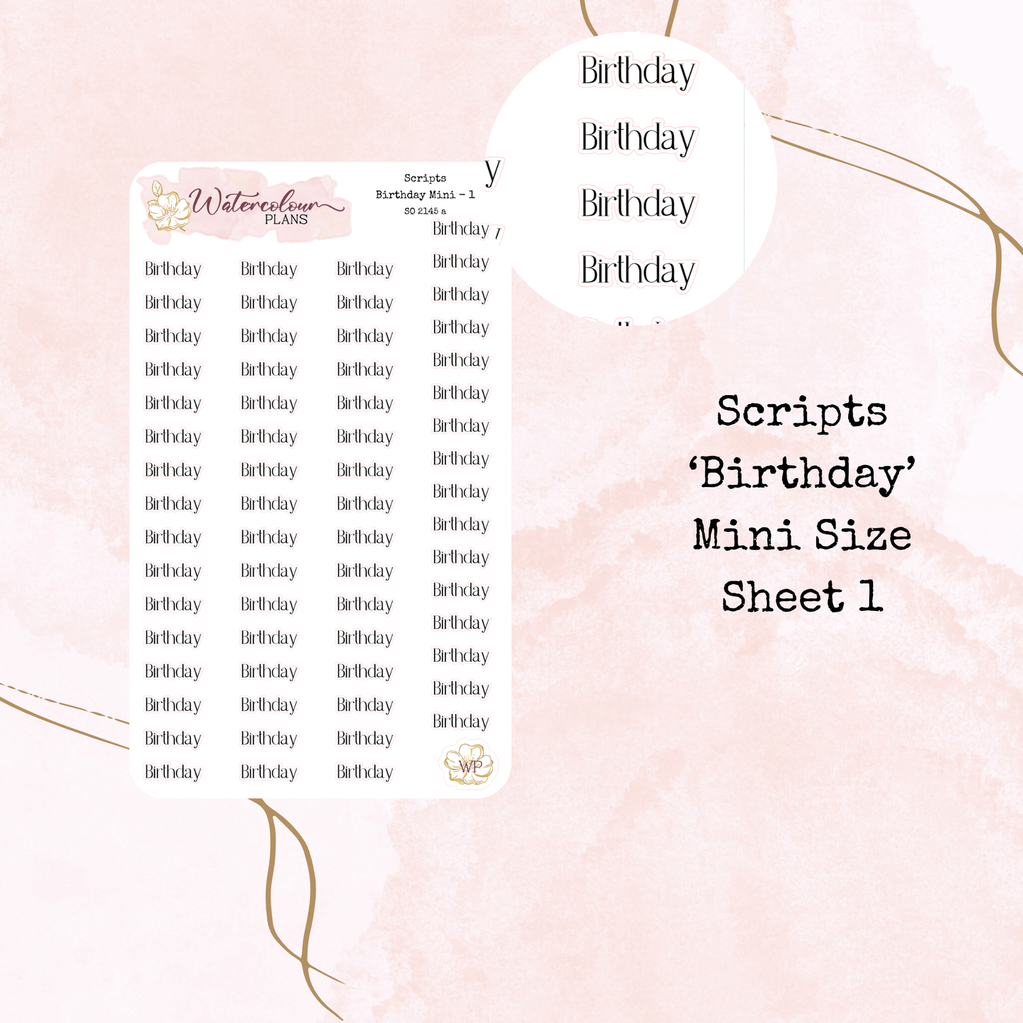 Birthday Scripts - Four Sizes - Planner and Journal Stickers - Stationery