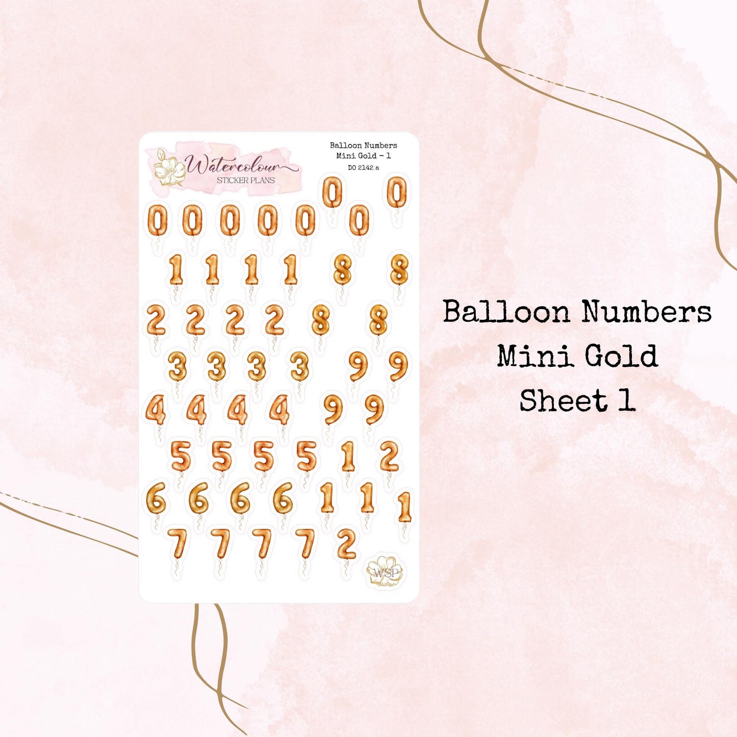 Balloon Numbers - Mini Size - Planner and Journal Stickers - Stationery - Watercolour