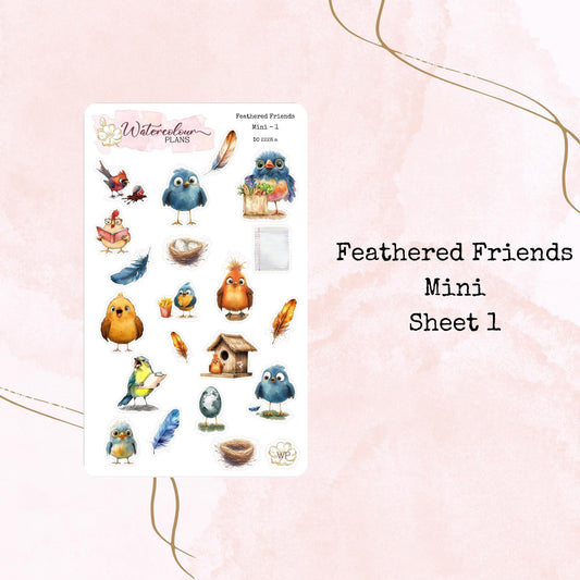 Feathered Friends - Mini Size - Planner and Journal Stickers - Stationery - Watercolour