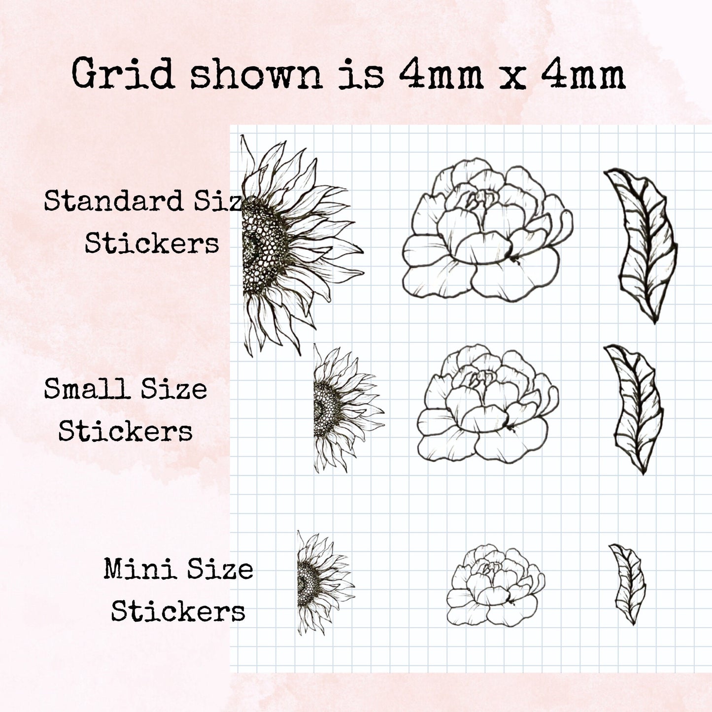 Black and White Florals - Standard Size - Planner and Journal Stickers - Stationery