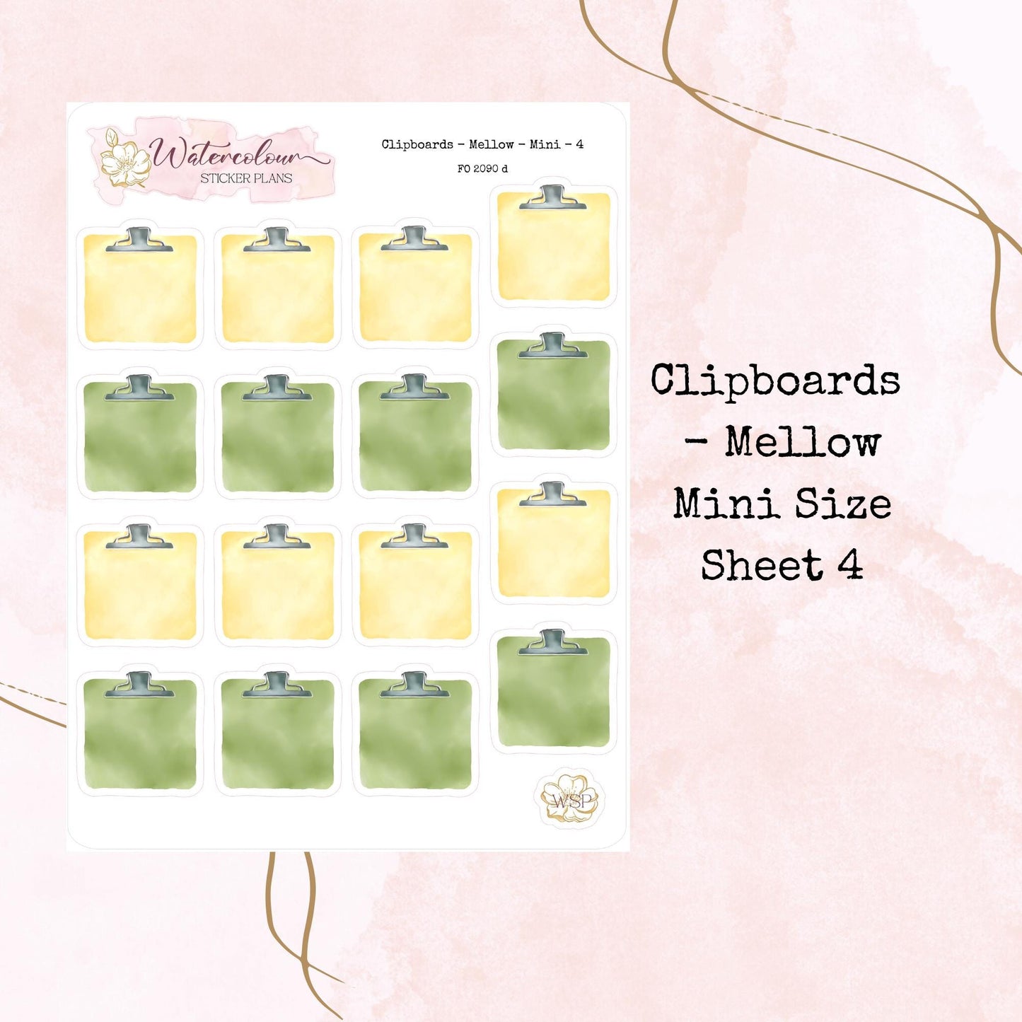 Clipboards - Mini Size - Planner and Journal Stickers - Stationery - Watercolour