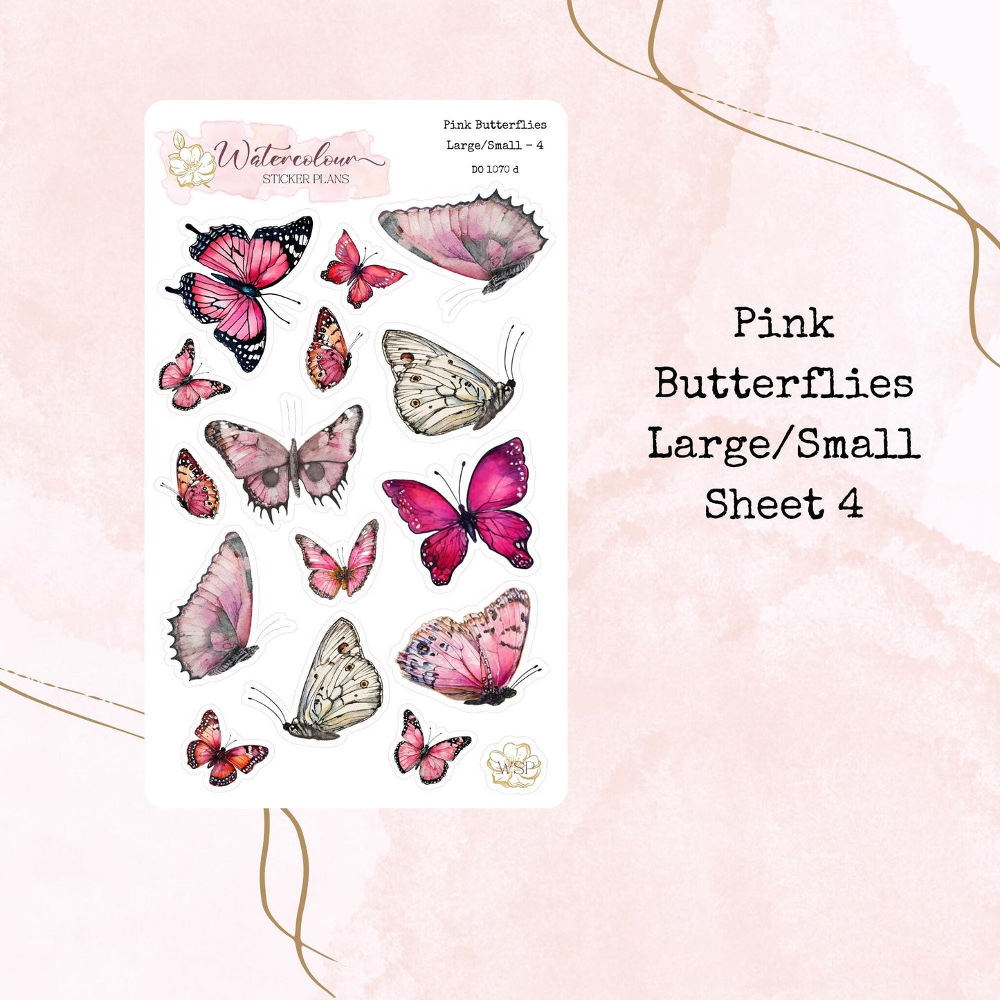 Pink Butterflies - Various Sizes - Planner and Journal Stickers - Stationery - Watercolour