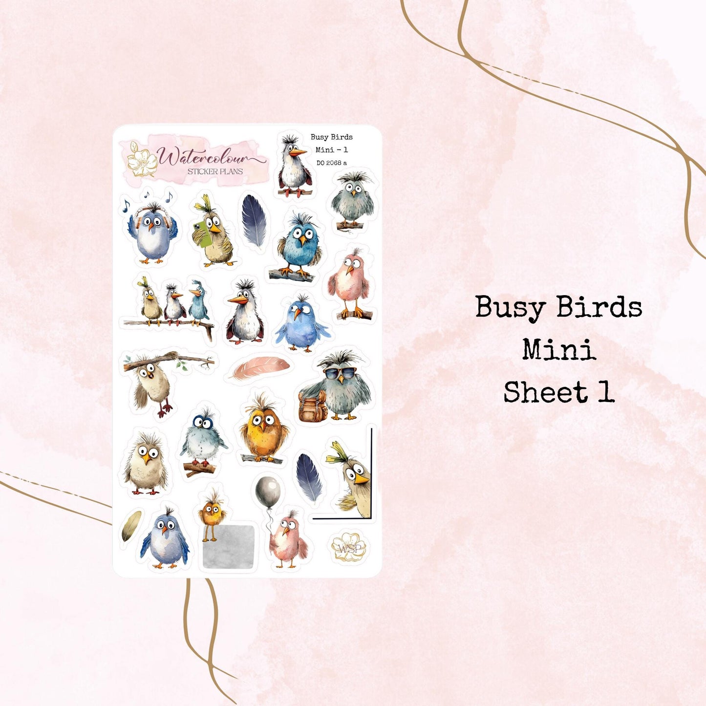 Busy Birds - Mini Size - Planner and Journal Stickers - Stationery - Watercolour