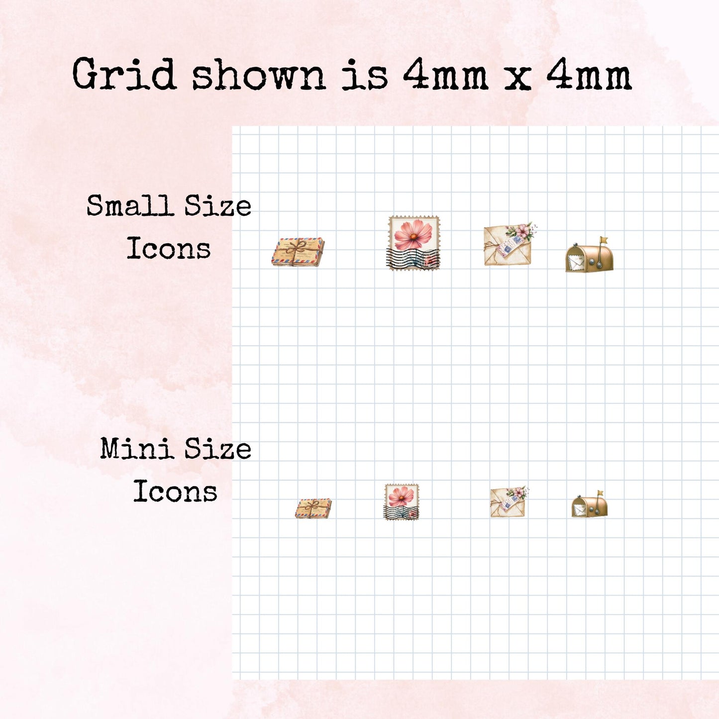 Happy Mail Icons - Two Sizes - Planner and Journal Stickers - Stationery - Watercolour