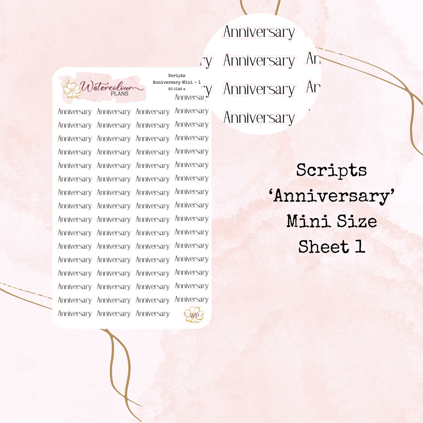 Anniversary Script Stickers - Four Sizes - Planner and Journal Stickers - Stationery