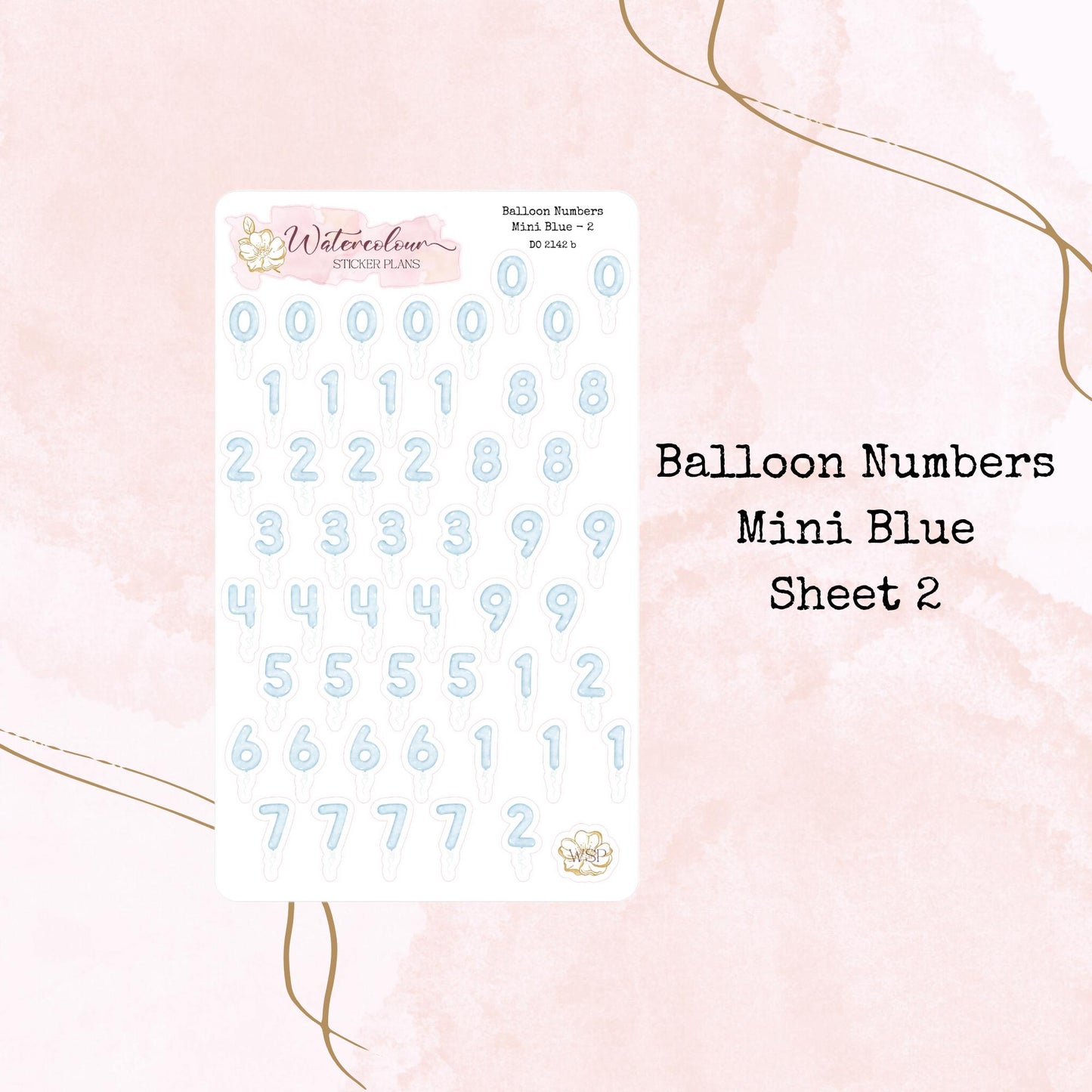 Balloon Numbers - Mini Size - Planner and Journal Stickers - Stationery - Watercolour