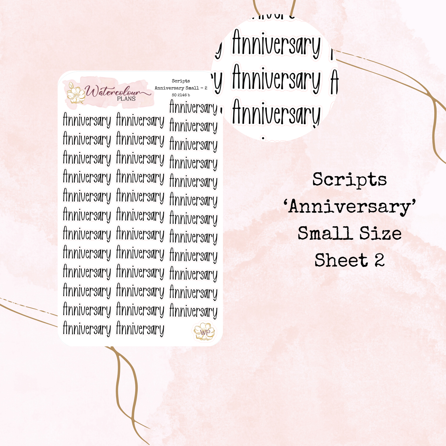 Anniversary Script Stickers - Four Sizes - Planner and Journal Stickers - Stationery