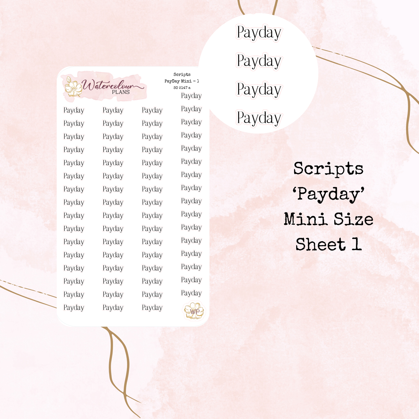 Payday Scripts - Four Sizes - Planner and Journal Stickers - Stationery