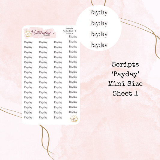Payday Scripts - Four Sizes - Planner and Journal Stickers - Stationery
