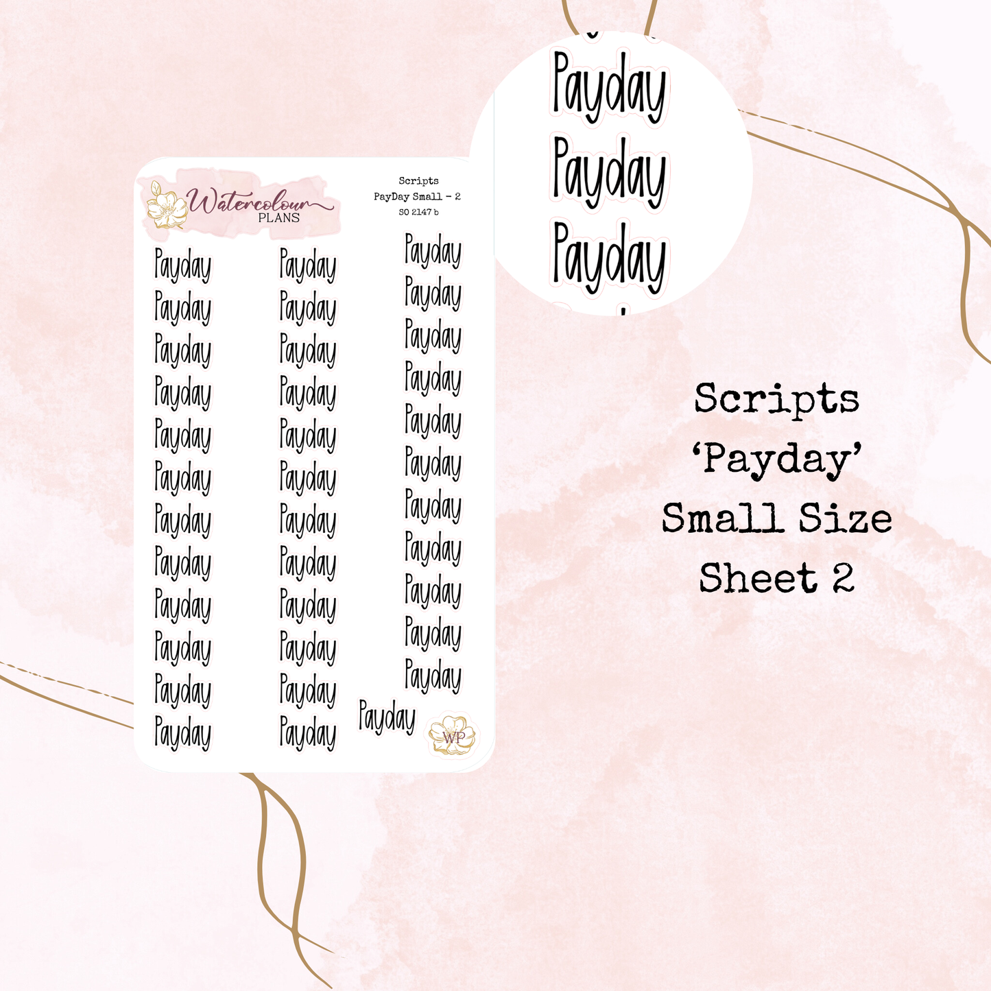 Payday Scripts - Four Sizes - Planner and Journal Stickers - Stationery