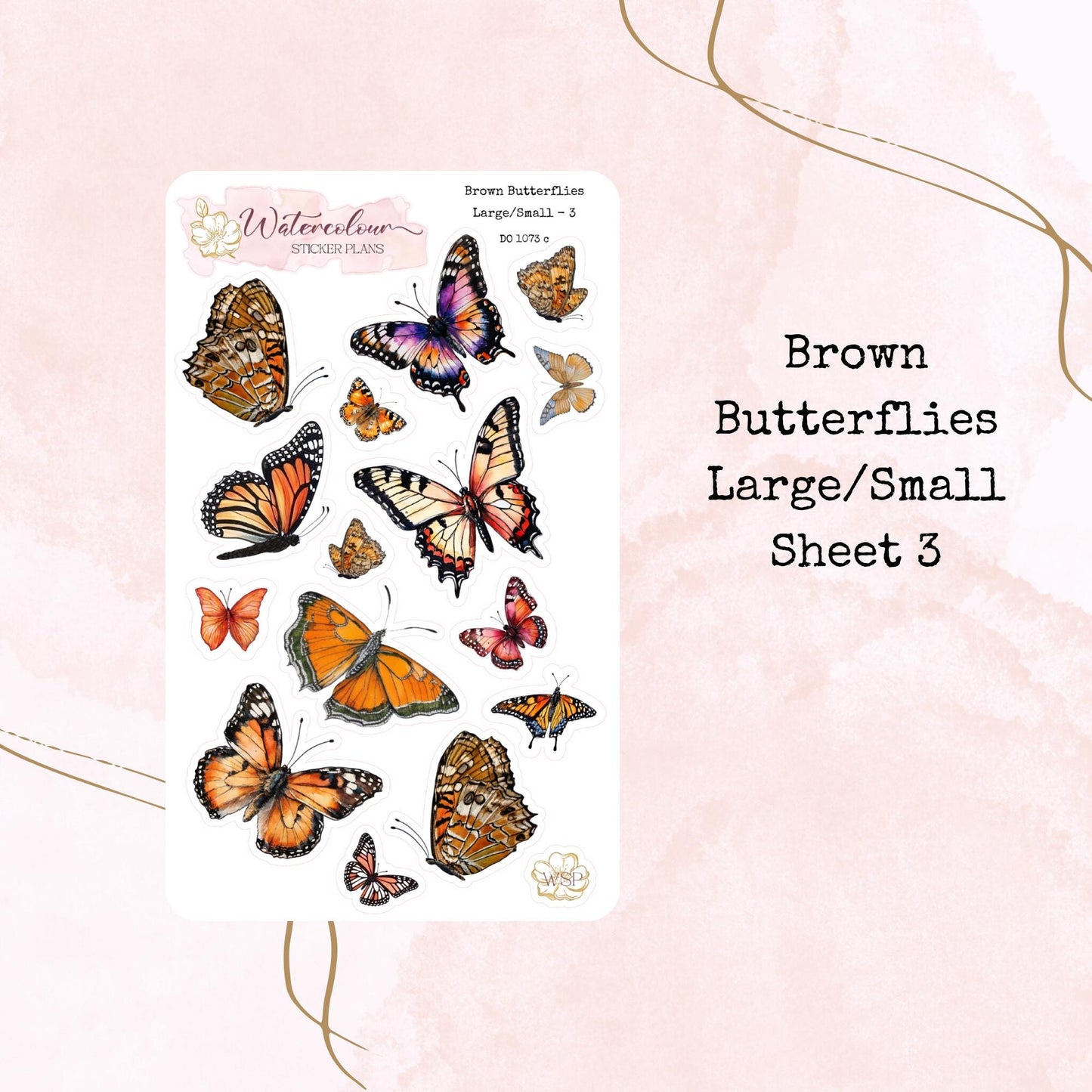 Brown Butterflies - Planner Stickers - Stationery - Watercolour