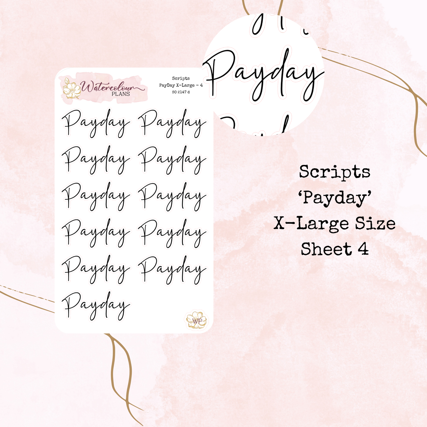 Payday Scripts - Four Sizes - Planner and Journal Stickers - Stationery