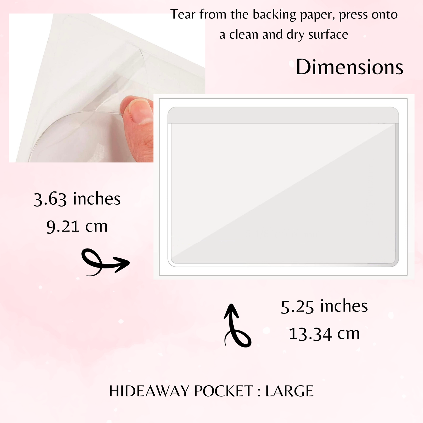 Peekaboo - Hideaway Pocket - Large Size - Adhesive Storage - Peel and Stick Pocket - Stationery Supplies - Watercolour