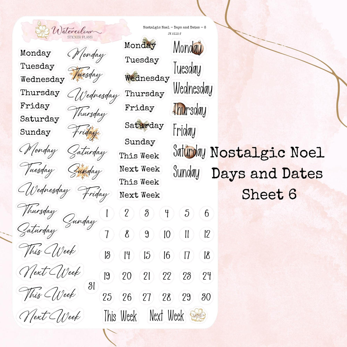 Nostalgic Noel - Christmas Deco - Planner and Journal Stickers - Stationery - Watercolour