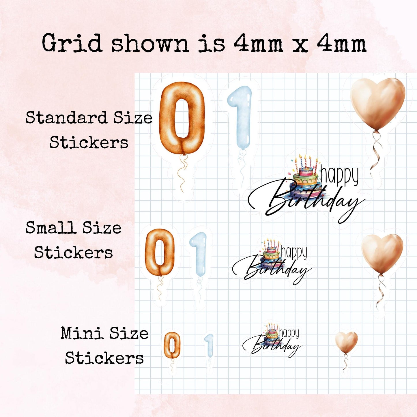 Balloon Numbers - Standard Size - Planner and Journal Stickers - Stationery - Watercolour