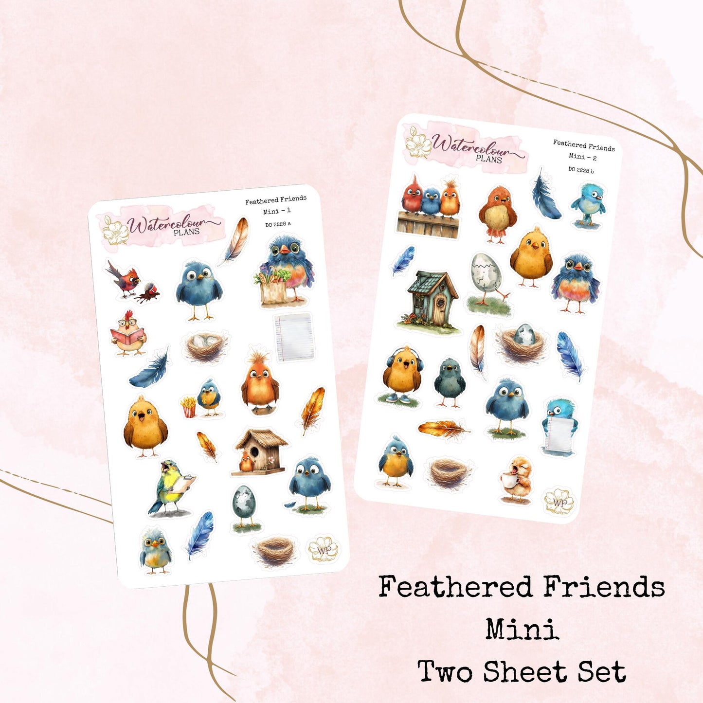 Feathered Friends - Mini Size - Planner and Journal Stickers - Stationery - Watercolour