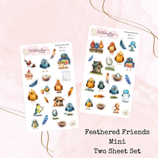 Feathered Friends - Mini Size - Planner and Journal Stickers - Stationery - Watercolour
