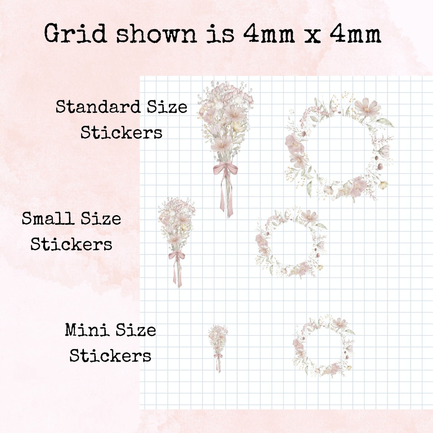 Pastel Blooms - Mini Size - Planner and Journal Stickers - Stationery - Watercolour