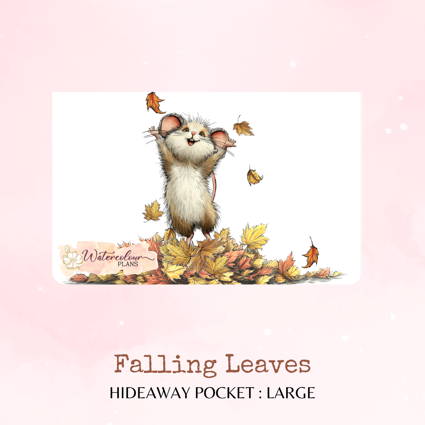 Falling Leaves - Hideaway Pocket - Large Size - Adhesive Storage - Peel and Stick Pocket - Stationery Supplies - Watercolour