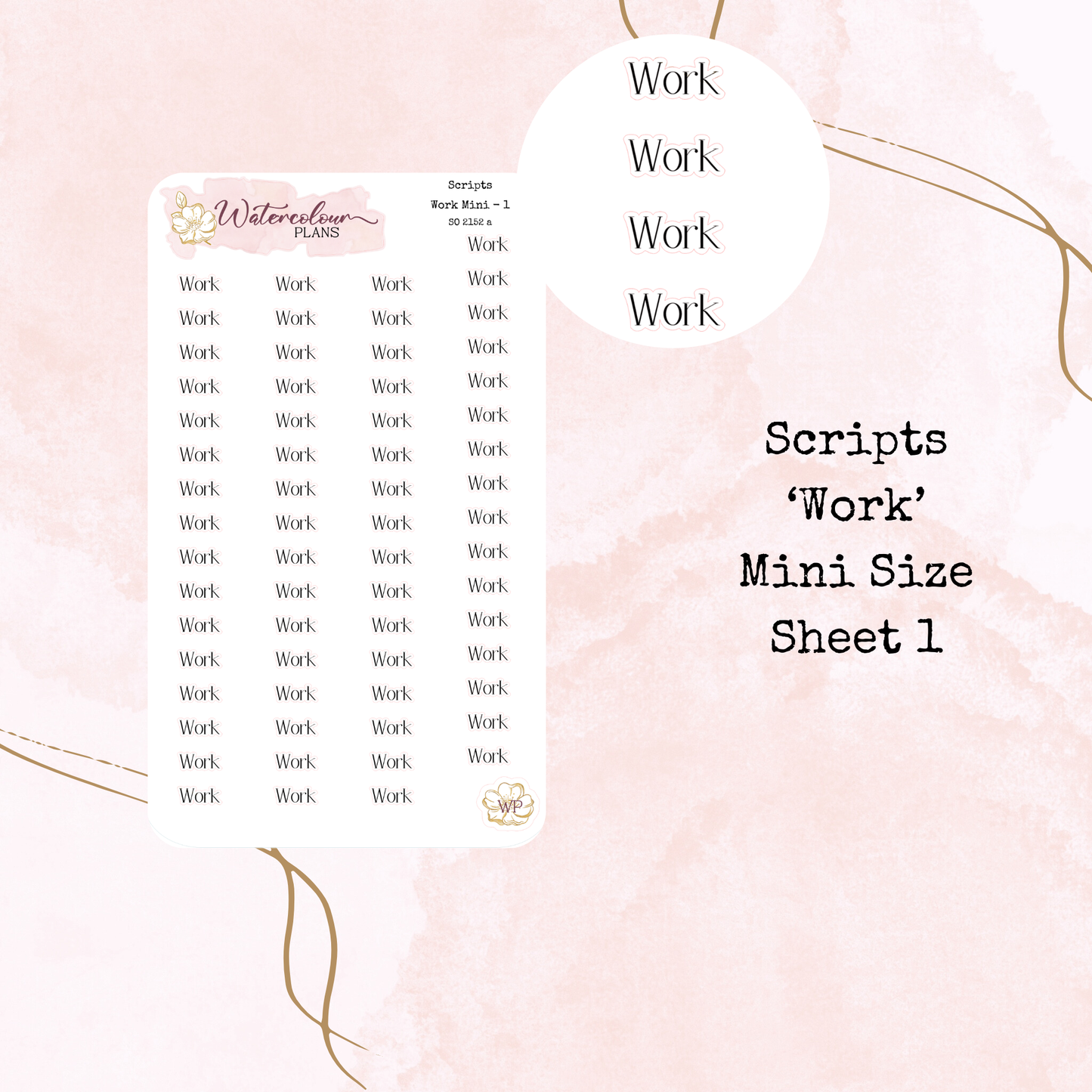 Work Scripts - Four Sizes - Planner and Journal Stickers - Stationery