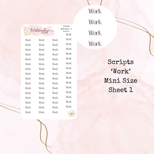 Work Scripts - Four Sizes - Planner and Journal Stickers - Stationery