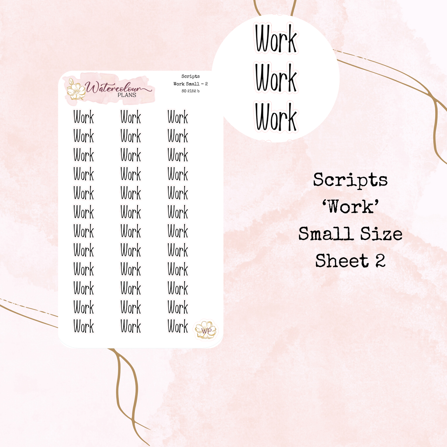 Work Scripts - Four Sizes - Planner and Journal Stickers - Stationery