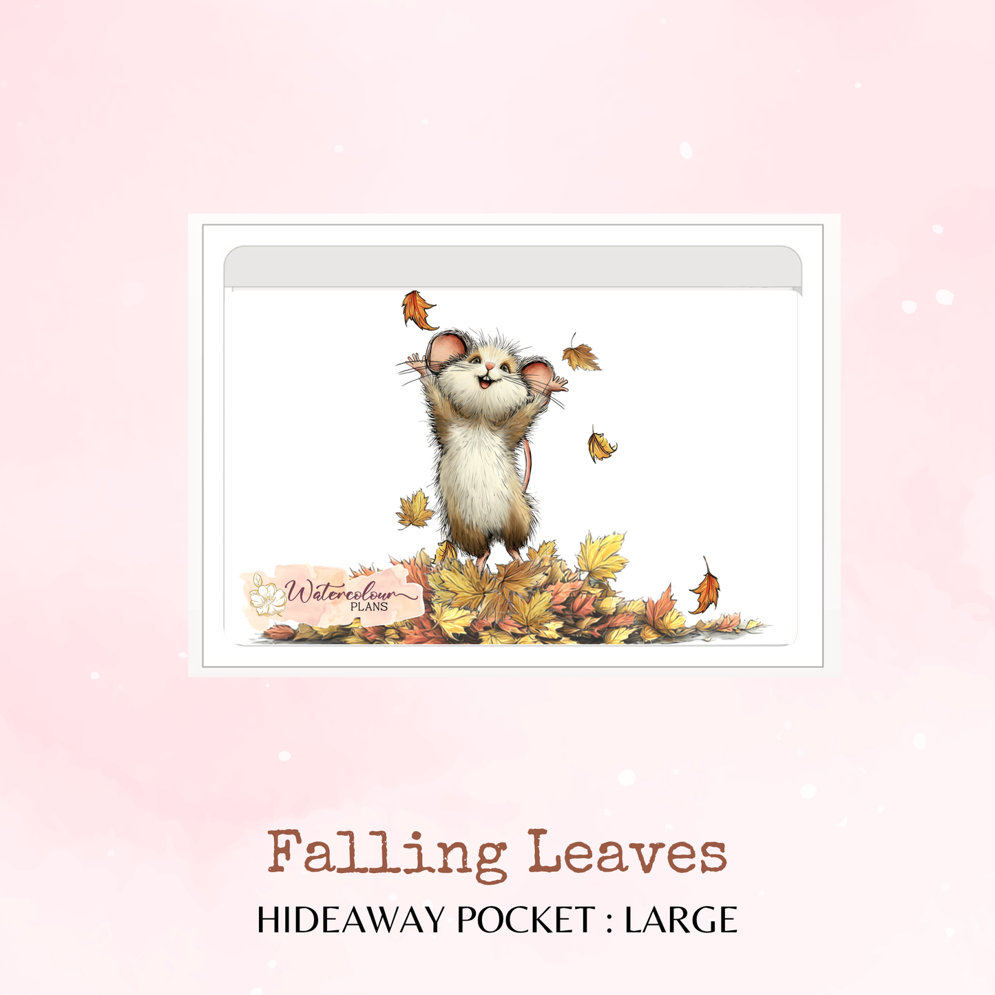Falling Leaves - Hideaway Pocket - Large Size - Adhesive Storage - Peel and Stick Pocket - Stationery Supplies - Watercolour