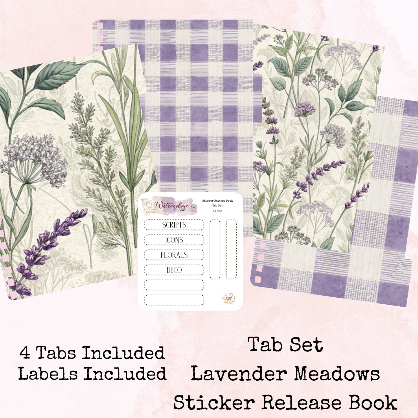 Lavender Meadows - Tab Set - Sticker Release Book Accessory - Stationery - Watercolour