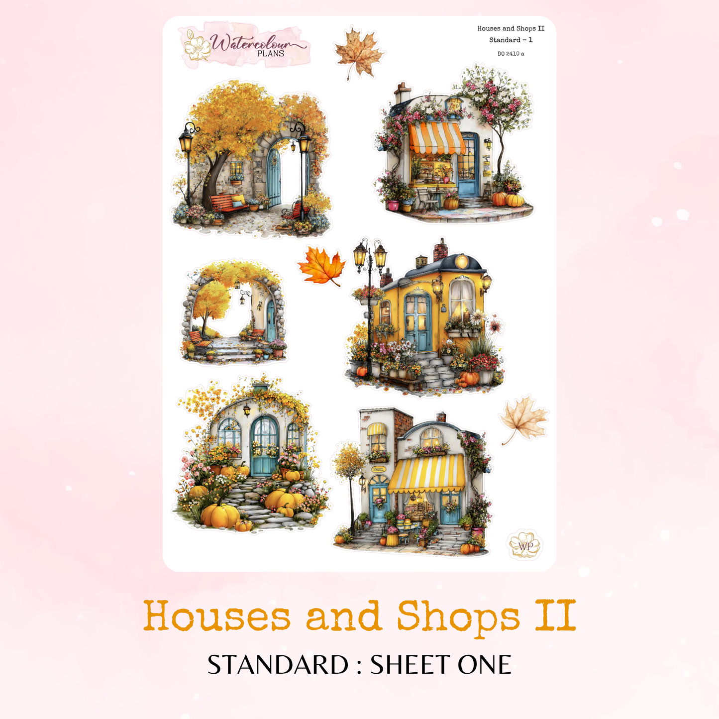 Houses and Shops II – Autumn - Planner and Journal Stickers – Stationery - Watercolour