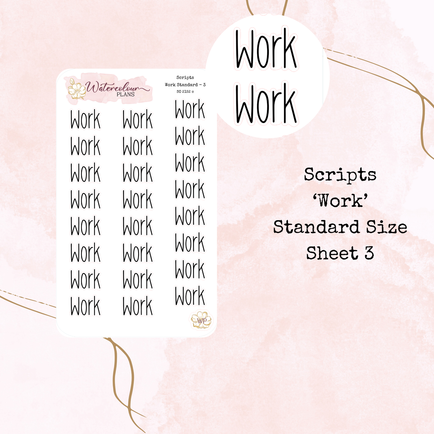 Work Scripts - Four Sizes - Planner and Journal Stickers - Stationery