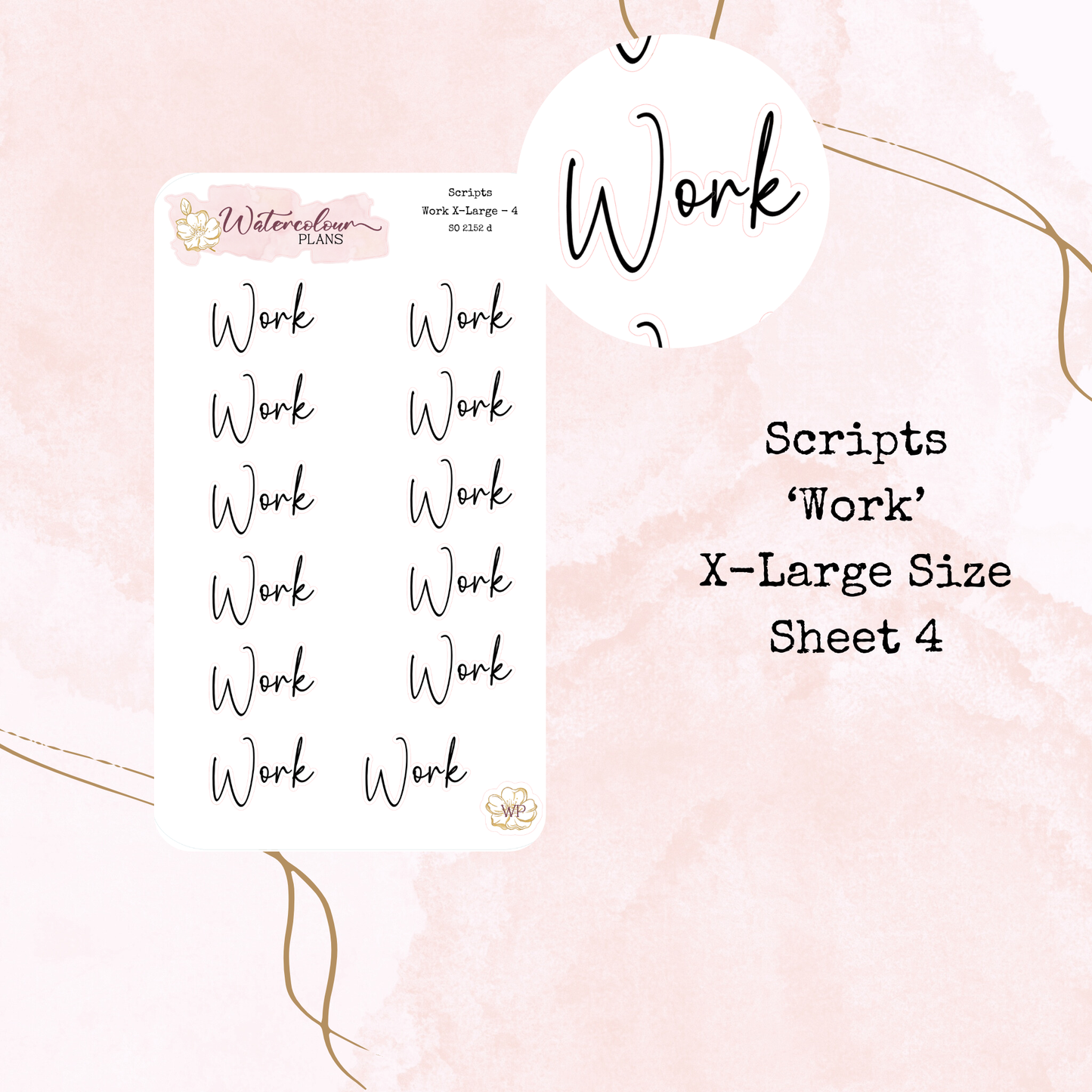 Work Scripts - Four Sizes - Planner and Journal Stickers - Stationery