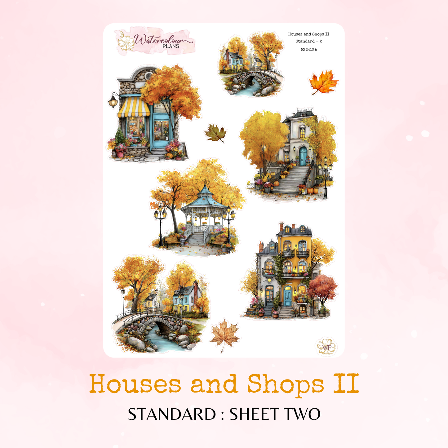 Houses and Shops II – Autumn - Planner and Journal Stickers – Stationery - Watercolour