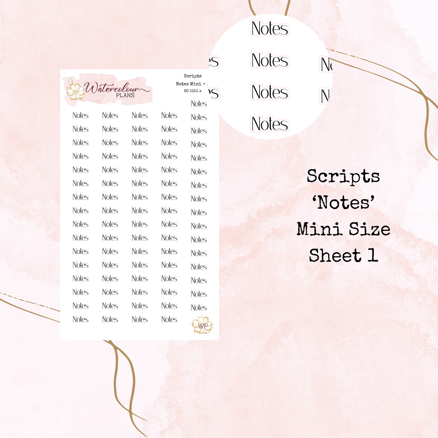 Notes Scripts - Four Sizes - Planner and Journal Stickers - Stationery