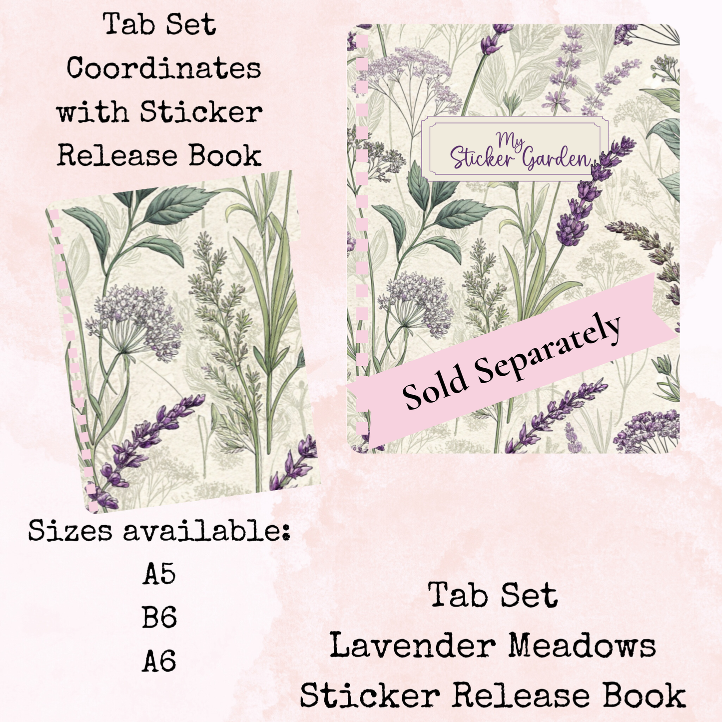 Lavender Meadows - Tab Set - Sticker Release Book Accessory - Stationery - Watercolour