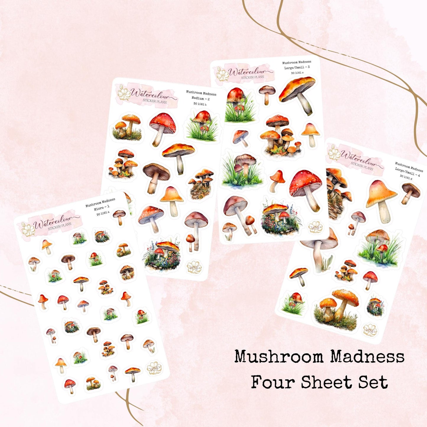 Mushroom Madness - Four Sizes - Planner and Journal Stickers - Stationery - Watercolour