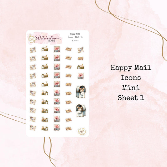 Happy Mail Icons - Two Sizes - Planner and Journal Stickers - Stationery - Watercolour
