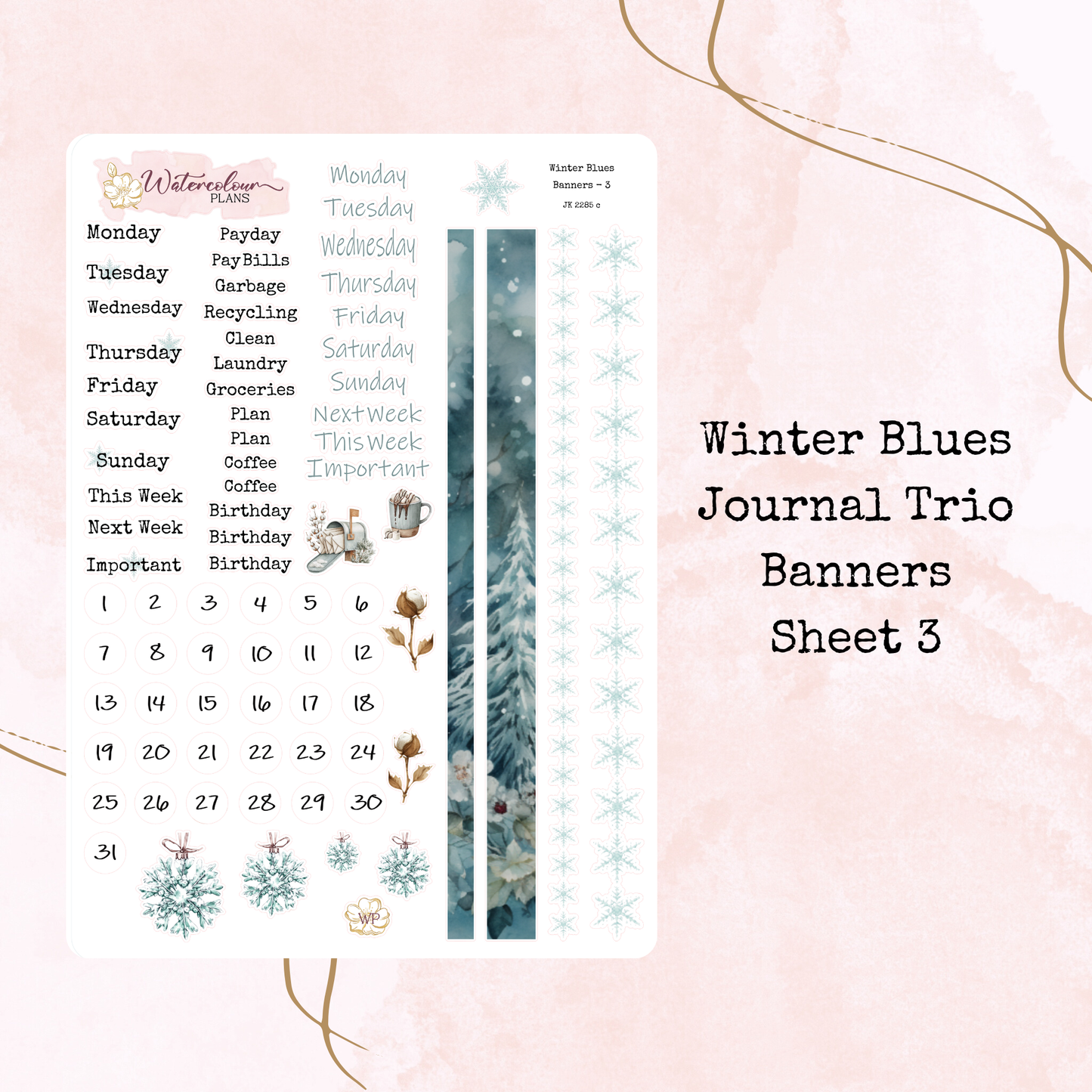 Winter Blues - Journal Trio - Winter Planner Stickers