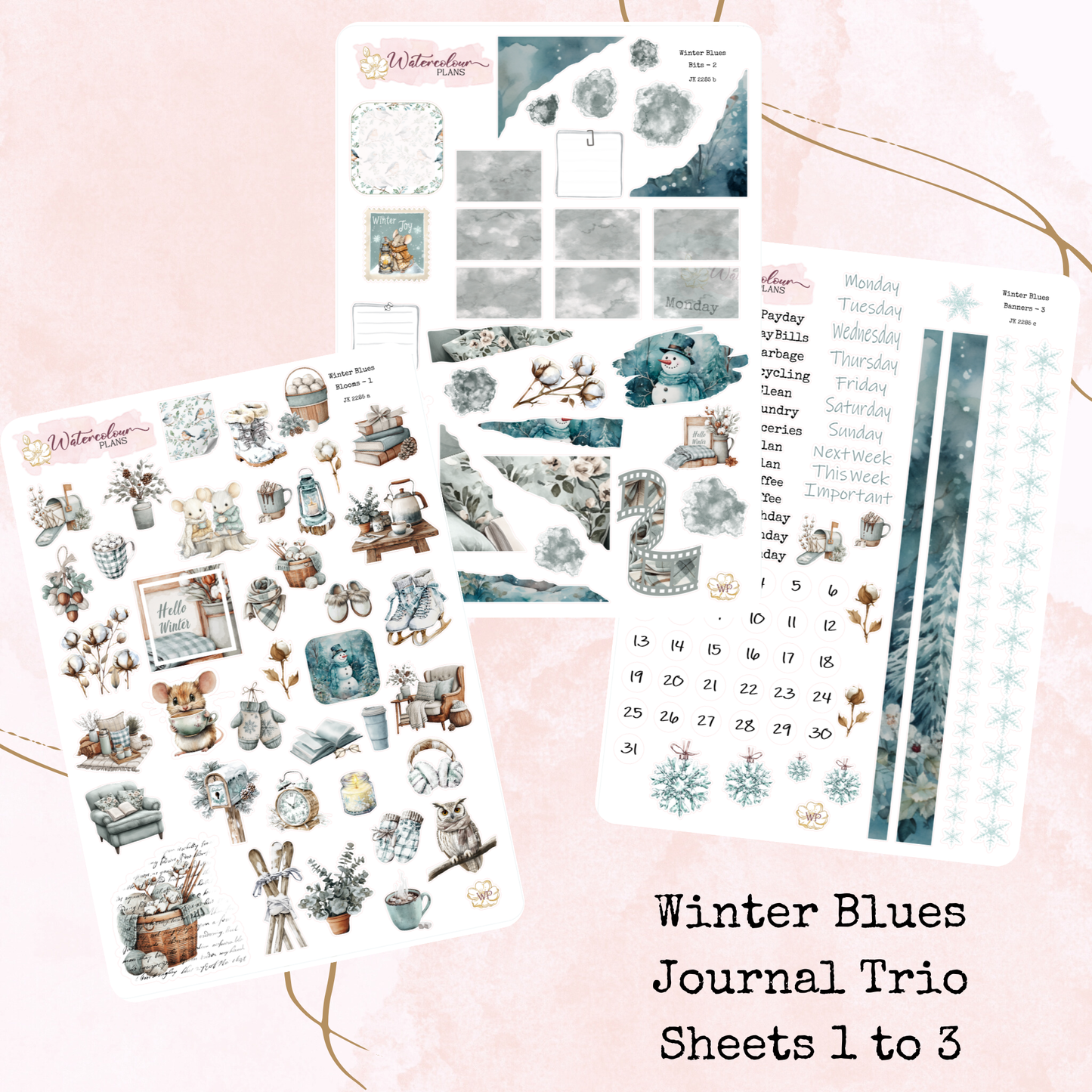 Winter Blues - Journal Trio - Winter Planner Stickers