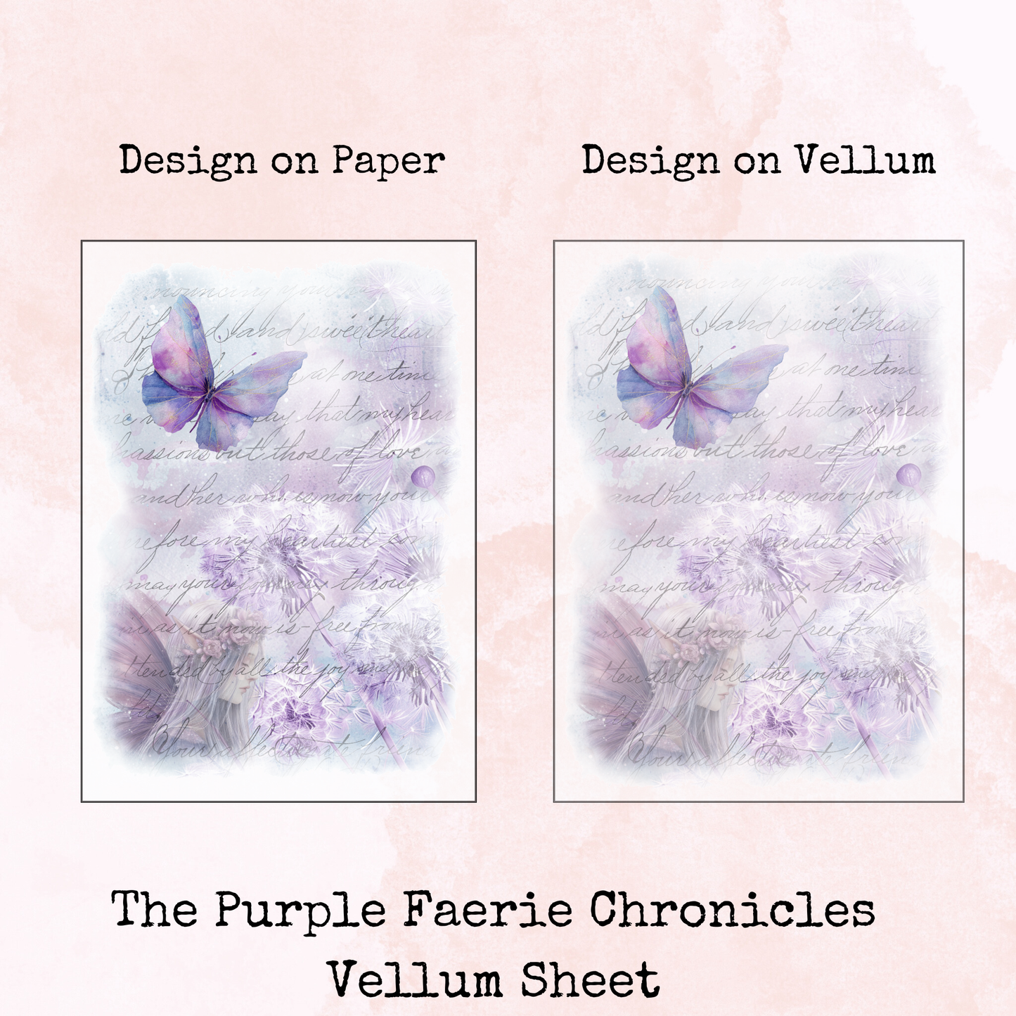 The Purple Faerie Chronicles - Printed Vellum - Dashboard - Stationery - Watercolour