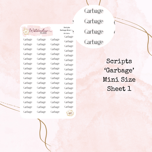 Garbage Scripts - Four Sizes - Planner and Journal Stickers - Stationery