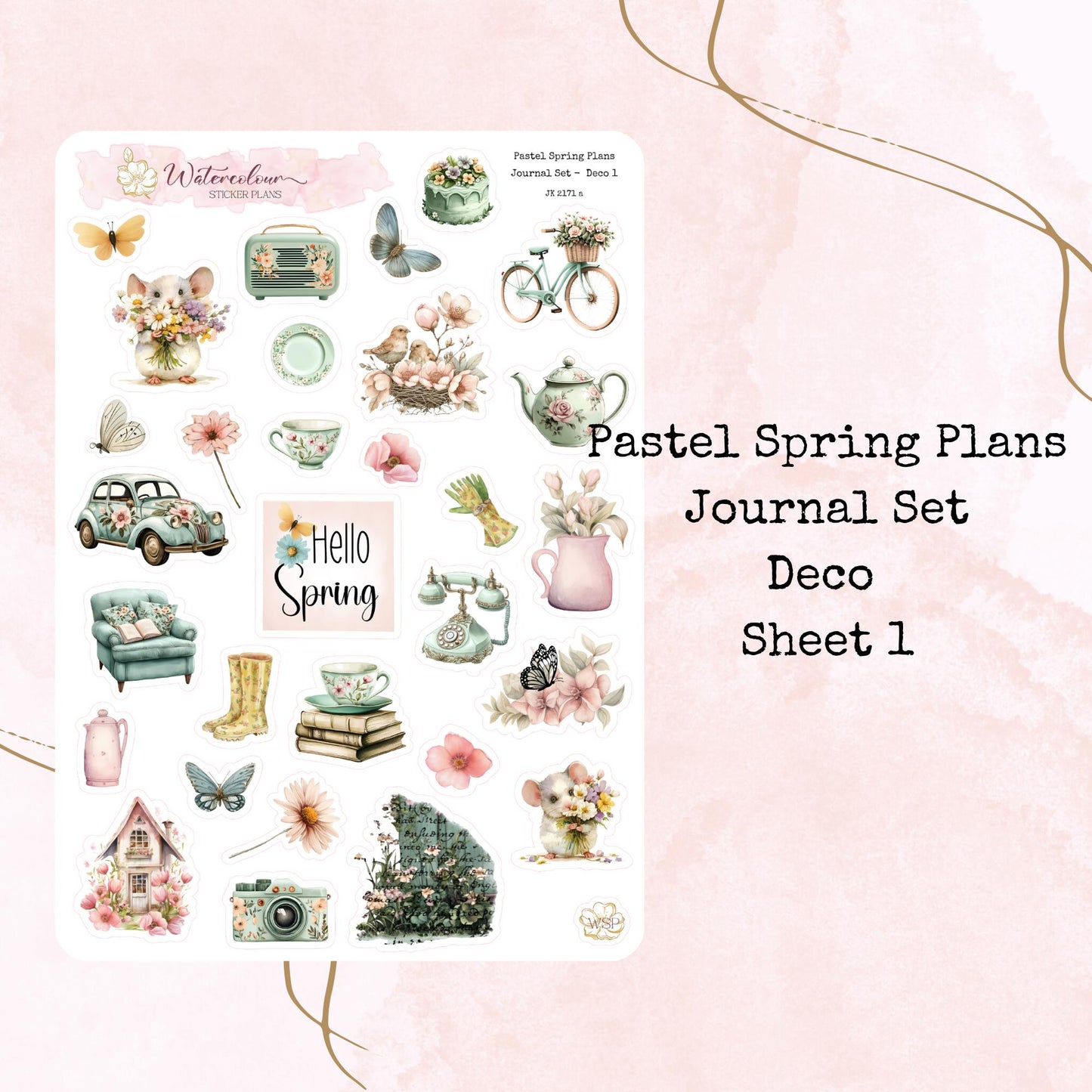 Pastel Spring Plans - Journal Set - Planner and Journal Stickers - Stationery - Watercolour
