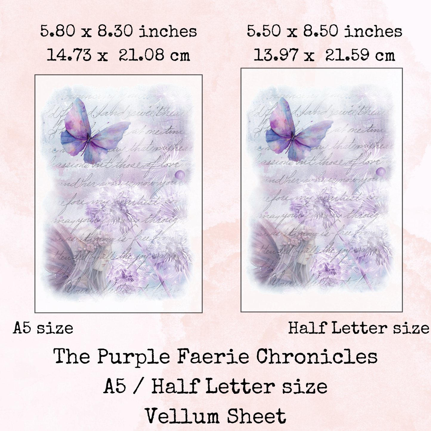 The Purple Faerie Chronicles - Printed Vellum - Dashboard - Stationery - Watercolour