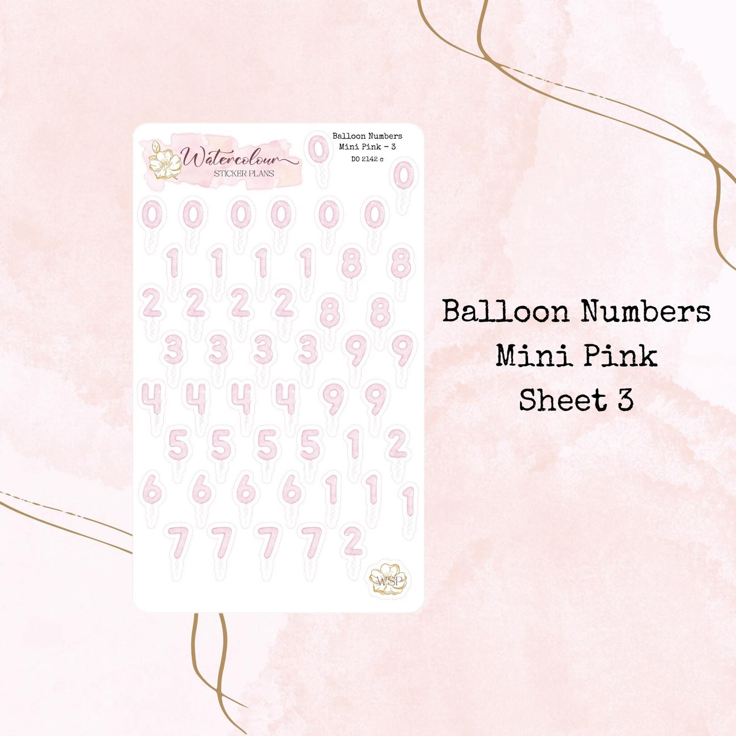 Balloon Numbers - Mini Size - Planner and Journal Stickers - Stationery - Watercolour