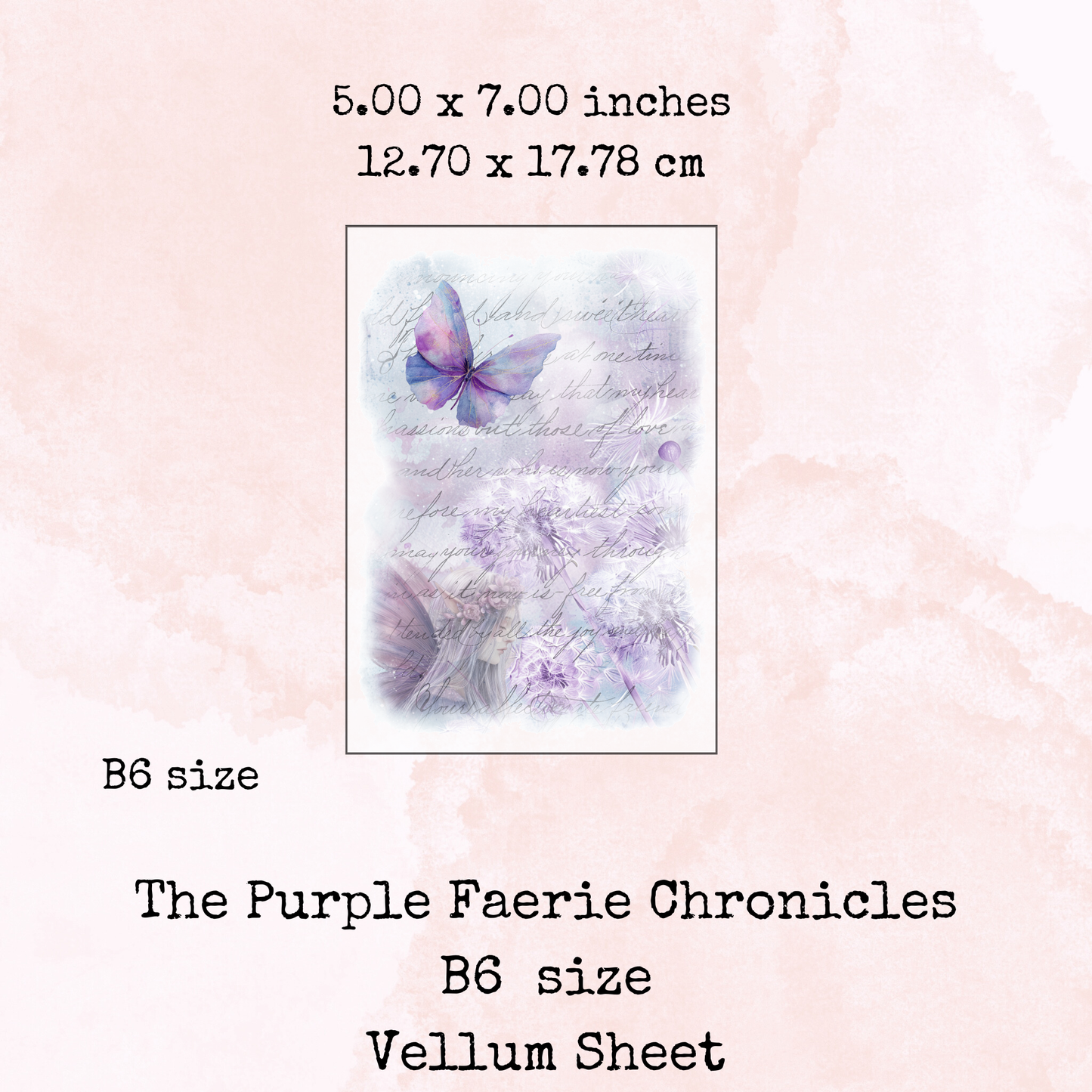 The Purple Faerie Chronicles - Printed Vellum - Dashboard - Stationery - Watercolour