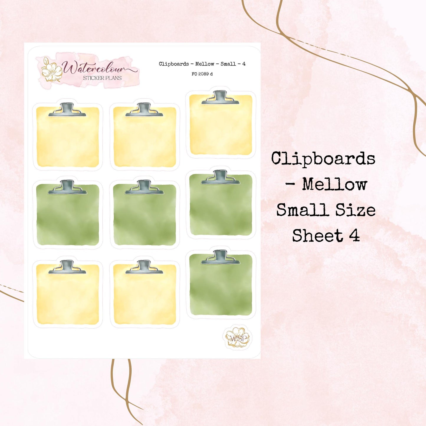 Clipboards - Small Size - Planner and Journal Stickers - Stationery - Watercolour