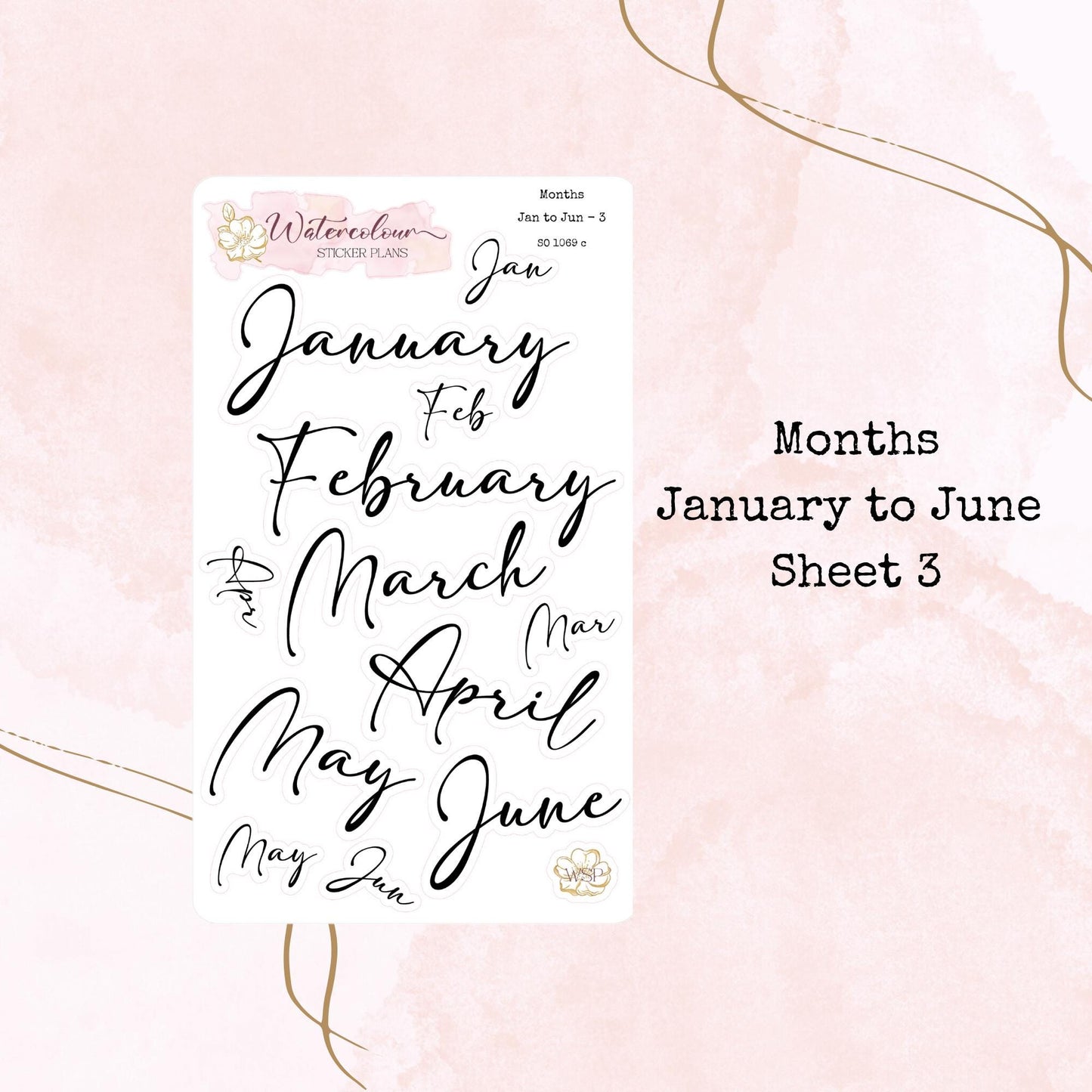 Months - Weekdays - Planner and Journal Stickers - Stationery