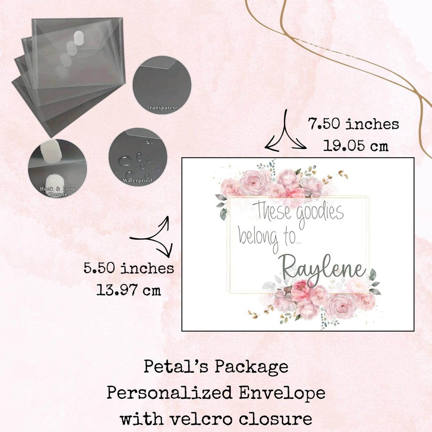 Petal's Package - Custom Plastic Envelope - Stationery - Storage - Watercolour