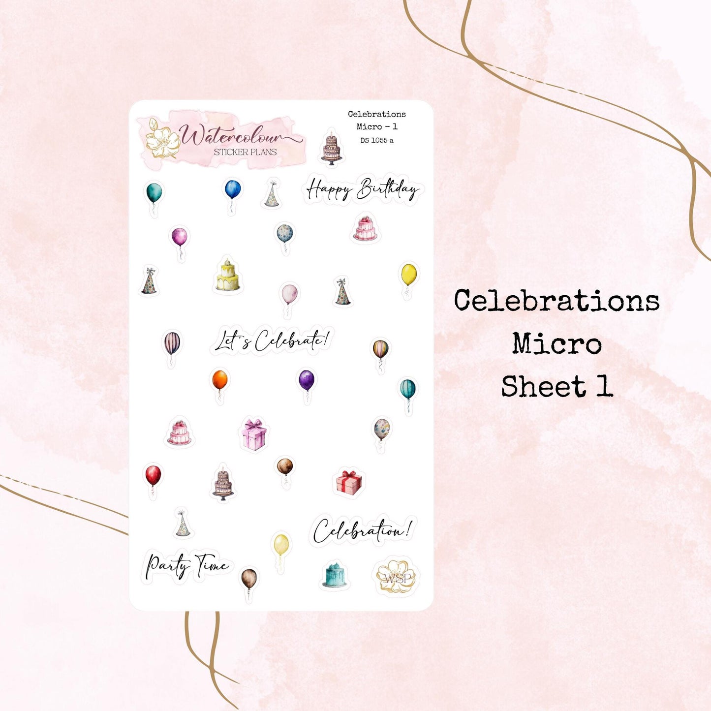 Celebrations - Four Sizes - Party Stickers - Planners and Journals - Stationery - Watercolour